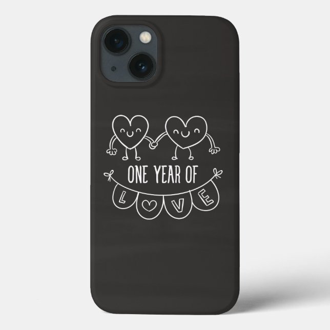 1:a årsdagen av Gift Chalk Hearts iPhone 6/6s (Baksida)