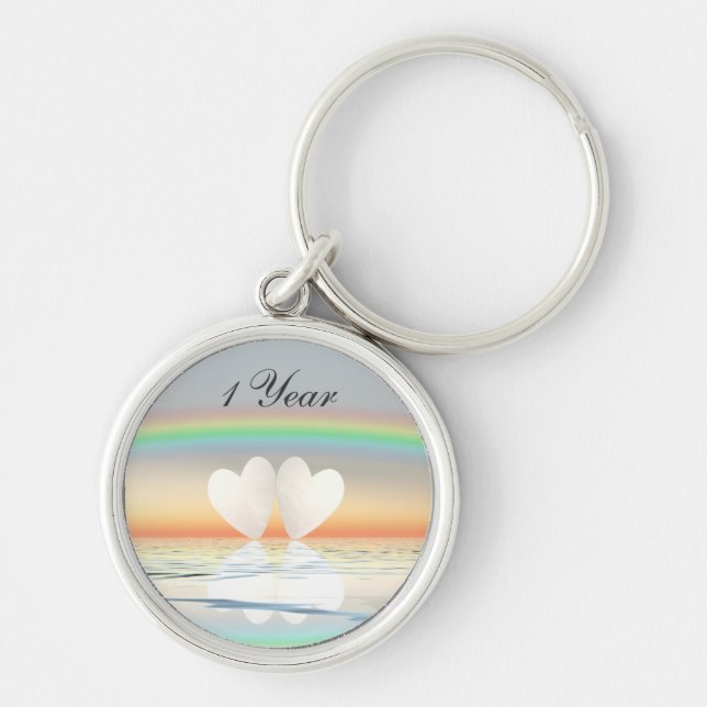 1:a årsdagen av Pappra utfrågningar Rund Silverfärgad Nyckelring (Framsidan)