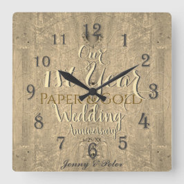 1:a årsdagen för Bröllop, Pappra fjället Guld Fyrkantig Klocka