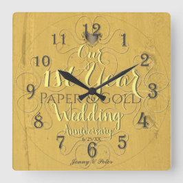 1:a årsdagen för Bröllop, Pappra&Guld Fyrkantig Klocka