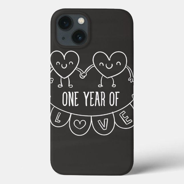 1:a årsdagen Gift Chalk Hearts i Pad Mini (Baksida)