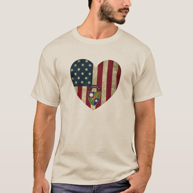1:a bataljonen 75:e Skogsvaktare Reg American Hear T Shirt (Framsida)