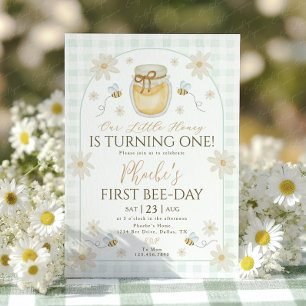 1:a Bee-dagen Flickors Födelsedag Honung Tusenskön Inbjudningar