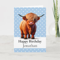 1:a BIRTHDAY LONG HAIR COW BOY Blue Card