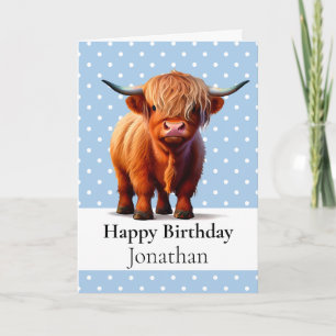 1:a BIRTHDAY LONG HAIR COW BOY Blue Card Kort