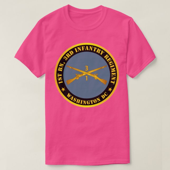 1:a Bn 3:e infanteriregimen Washington DC w Inf B T Shirt (Design framsida)