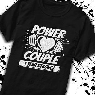 1:a Bröllop-årsdagen av Married Fitness par T Shirt