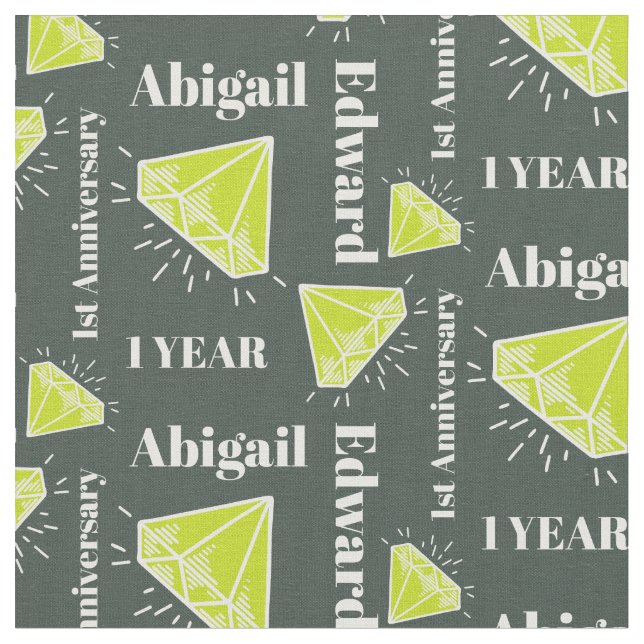 1:a Bröllop-årsdagen för grönt av peridot gem-anpa Tyg (Närbild)