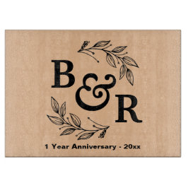 1:a Bröllop-årsdagen Löv Motif Monogram