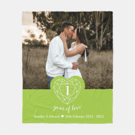 1:a Bröllop-årsjubileet av grönt- hjärtat Fleecefilt