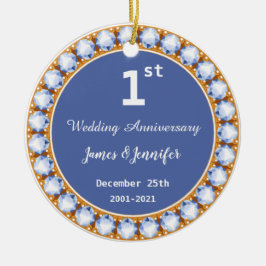1:a Bröllop-årsjubileet för anpassade namn Julgransprydnad Keramik