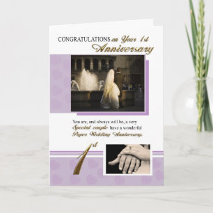 1:a bröllopsdag med papperstema kort