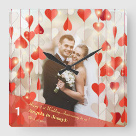 1:a bröllopsdagshjärtans gardin väggklocka
