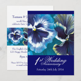 1:a bröllopsjubileum blå festinbjudan inbjudningar