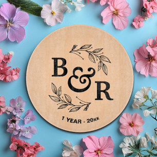 1:a bröllopsjubileum Lämnar Motiv Monogram