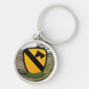 1:a cavalry division luft cav-ventiler Nyckelkedja Rund Silverfärgad Nyckelring