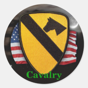 1:a cavalry luft cav-arméns skräpbock Sticker Runt Klistermärke