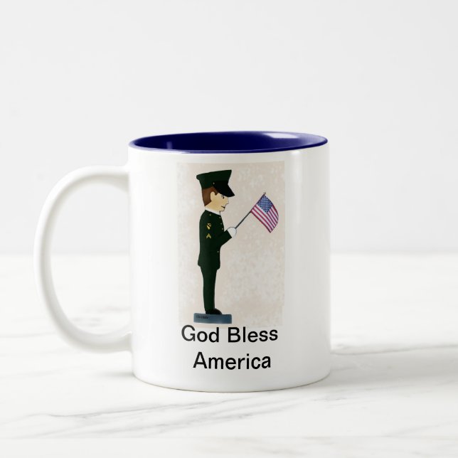 1:a Cavalry Soldier-Välsigna dig America Två-Tonad Mugg (Vänster)