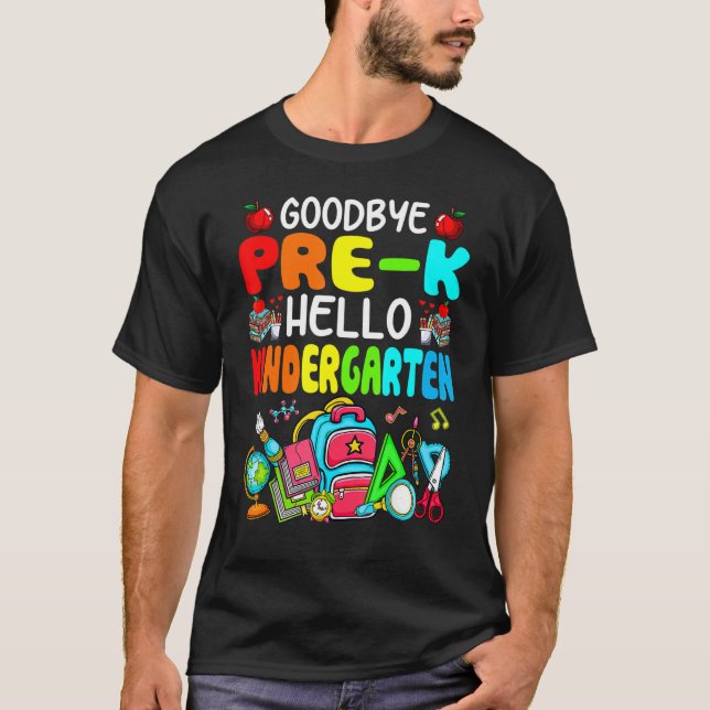 1:a dagen farväl före K Hej Kindergarten Square T Shirt (Framsida)