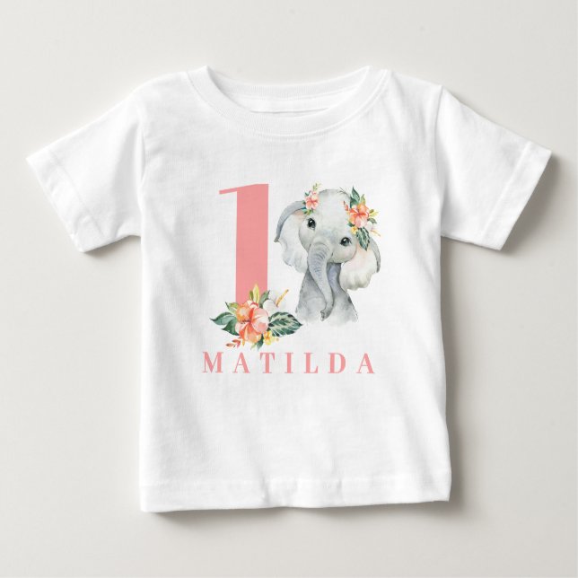 1:a elefantfödelsedag t-shirt (Framsida)