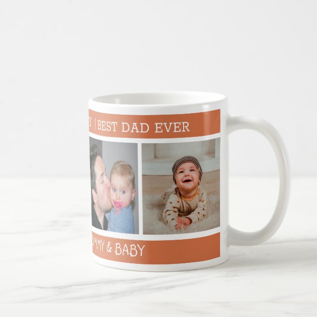 1:a Fars dag Best Pappa någonsin 4 foto Terracotta Kaffemugg (Höger)