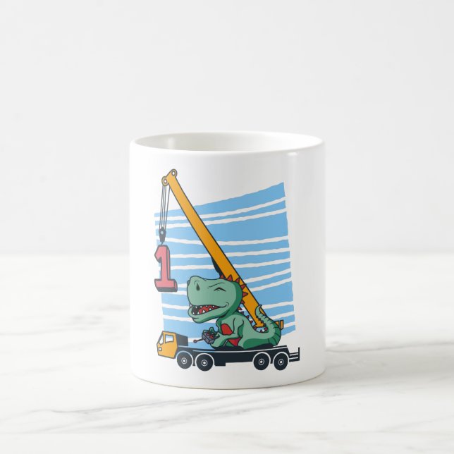 1:a födelsedag, 1-årsmobil, Crane Dinosaur Kaffemugg (Center)