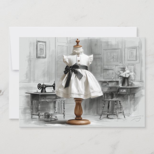 1:a födelsedag Atelier Black & White Stil Inbjudningar (Framsida)