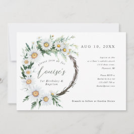 1:a födelsedag Baptism daisy krans Inbjudningar