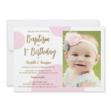 1:a födelsedag, baptism Foto Rosa Guld Anpassnings