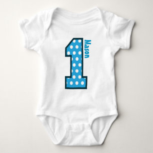 1:a födelsedag Blått Polka dots Ett år gammalt N00 Tröja