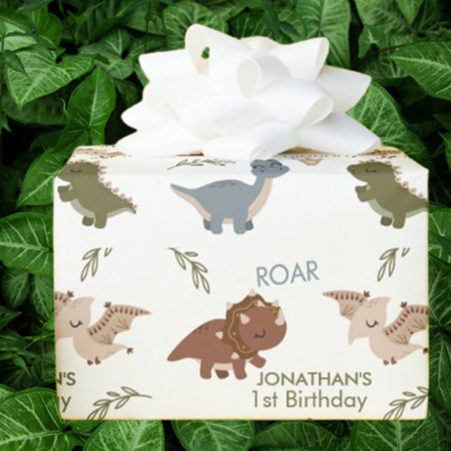 1:a födelsedag Boho-tema Dinosaurs Presentpapper (Celebrate Your Child's Birthday with a Unique Boho Dinosaur!)