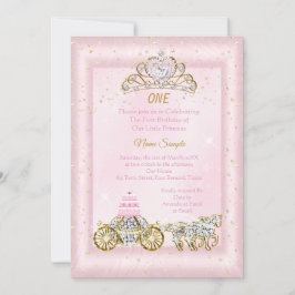 1:a födelsedag Cinderella  Rosa Carriage Inbjudningar