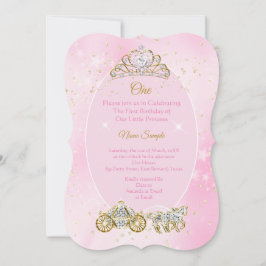 1:a födelsedag Cinderella Rosa Carriage Photo Inbjudningar