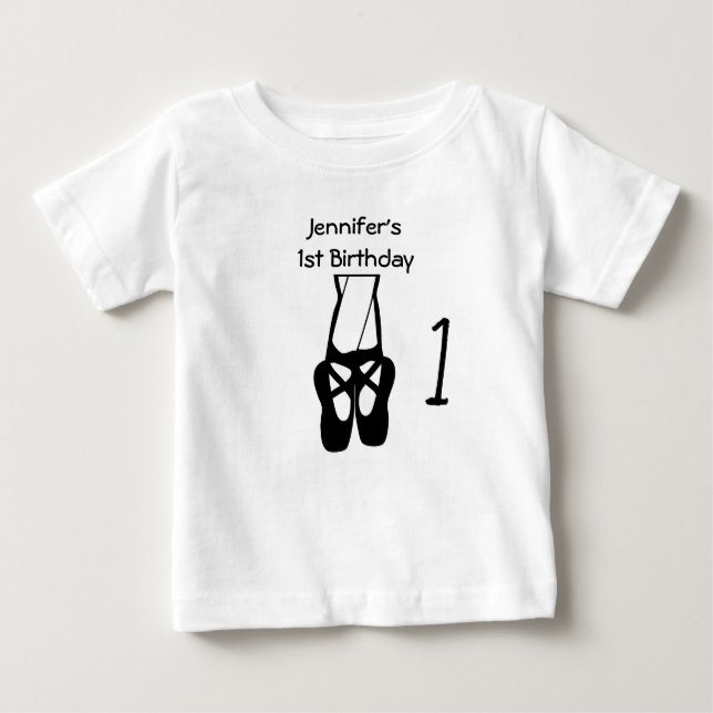 1:a födelsedag Cute Ballet Dancer Ben & Tofflor T Shirt (Framsida)