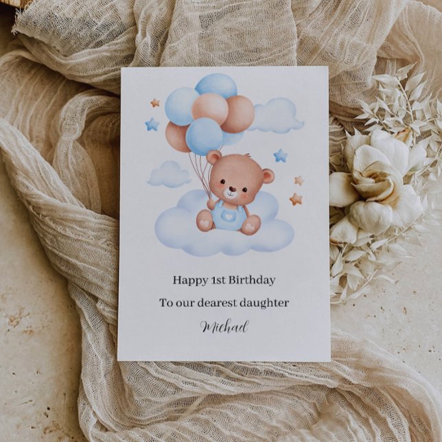 1:a födelsedag Cute-Nallen Inbjudningar (1st Birthday Cute Teddy Bear Invitation)