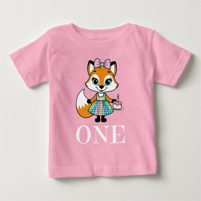 1:a födelsedag en i dag kutym foxpress och Rosa T Shirt (Framsida)