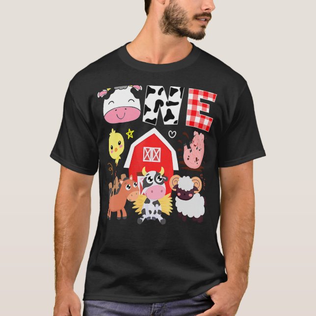 1:a födelsedag Ett år gammalt tema Djurfödelse T Shirt (Framsida)