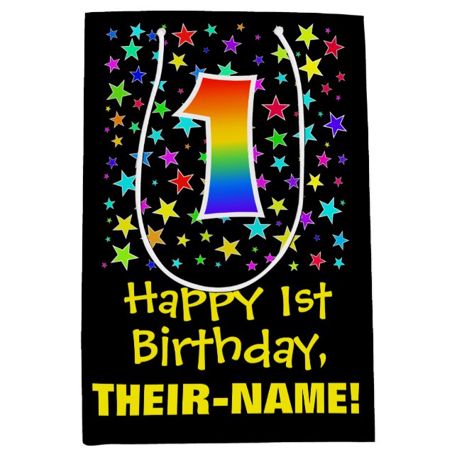 1:a födelsedag: Färgstjärnor Mönster och regnbåge  (Framsidan)