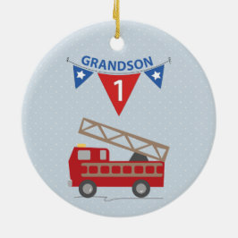 1:a födelsedag, farson, brandbil julgransprydnad keramik