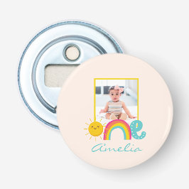 1:a födelsedag - favoritfoto och Namn-regnbåge - A Flasköppnare