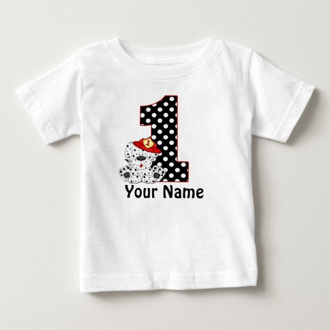 1:a födelsedag Fireman Dalmatian Personlig Shirt Tröja (Framsida)