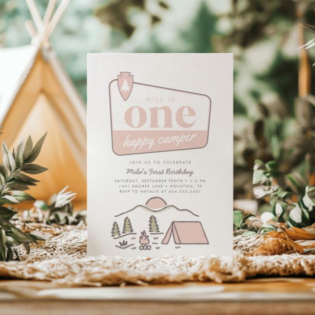 1:a födelsedag för en Lycklig Camper Park Explorer Inbjudningar (Skapare uppladdad)