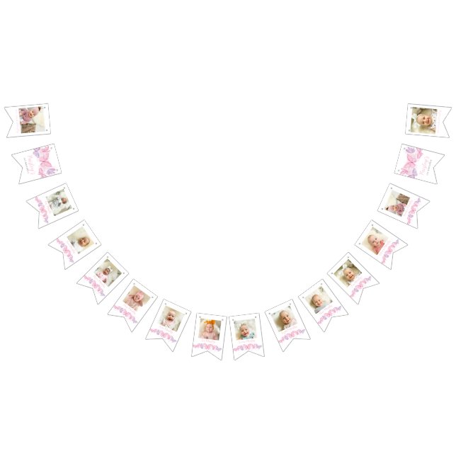 1:a födelsedag Fotofjäril 12 månader Vimplar (Alla)