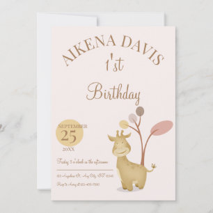 1:a födelsedag Friendly Animals Inbjudningar