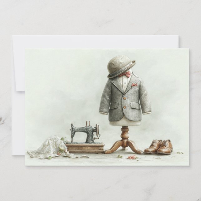 1:a födelsedag Haute Couture Pojke & Atelier Inbjudningar (Framsida)