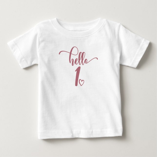1:a födelsedag Hej en kute 1 år gammal Baby T Shirt (Framsida)