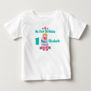 1:a födelsedag Kute-vattenfärg Bear i Krona T-shirt