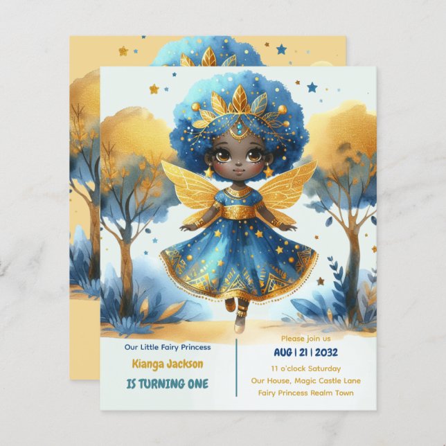 1:a födelsedag: Lilla Fairy Princess African ONE (Fram/baksida)