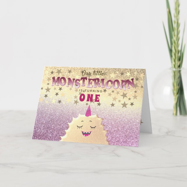 1:a födelsedag - lilla monster inbjudan (Framsida)