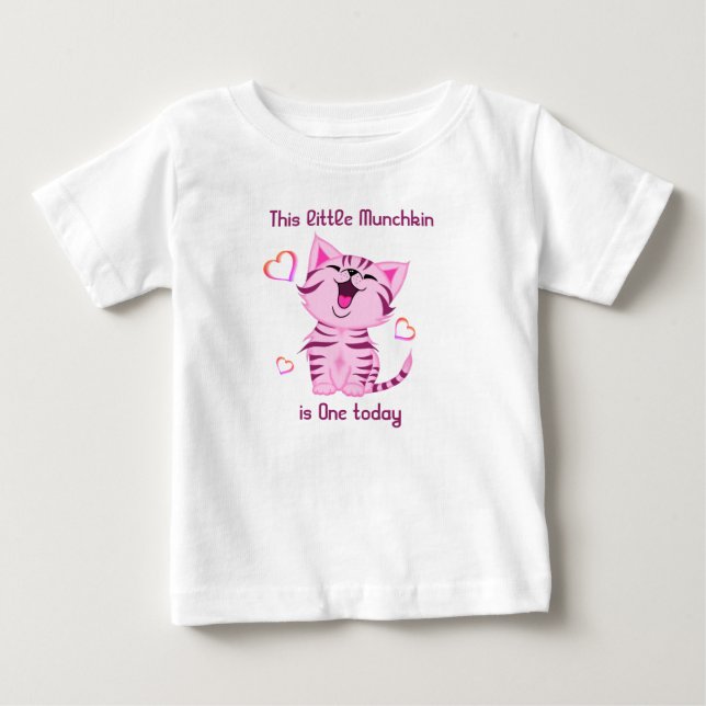 1:a födelsedag Little Munchkin Kitten One i dag T Shirt (Framsida)